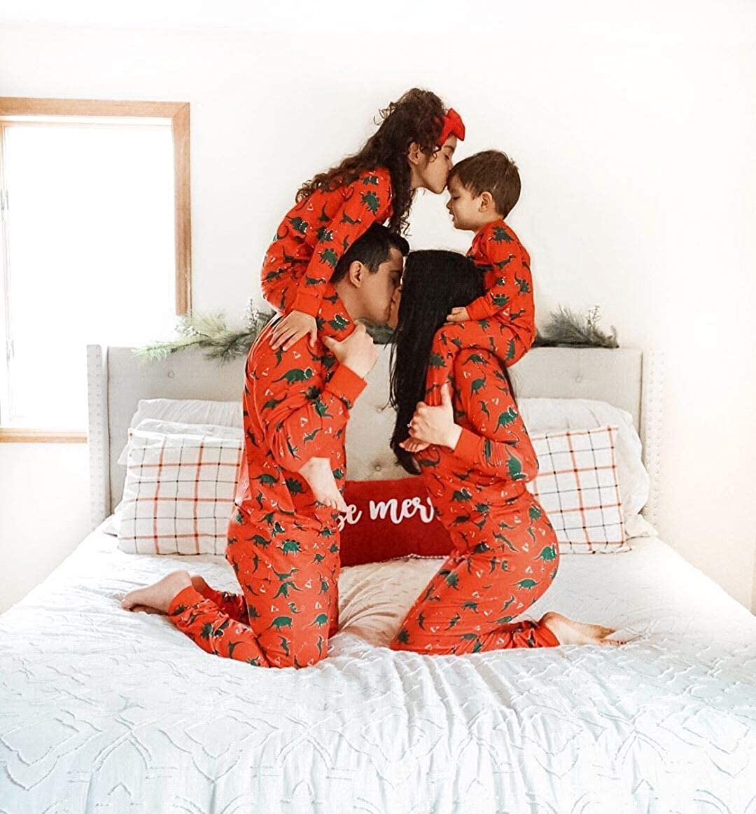 IFFEI Matching Family Pajamas Sets Christmas Pj'S with Deer Long Sleeve Tee and Plaid Pants Loungewear Apparel & Accessories > Clothing > Sleepwear & Loungewear > Pajamas Kylie Max   
