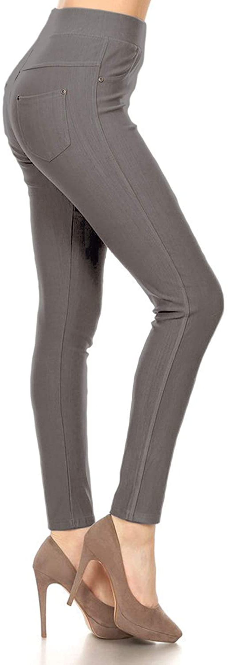 Leggings Depot Premium Quality Women's Cotton Blend Stretch Pull-on Jeggings with Pockets Apparel & Accessories > Clothing > Activewear LEGGINGS DEPOT Light Gray 2X-3X 