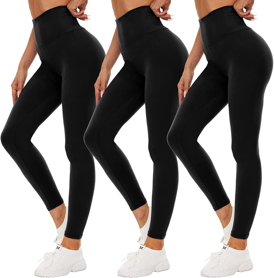 QGGQDD 3 Pack Black High Waisted Leggings for Women - Buttery Soft Workout Yoga Athletic Leggings Apparel & Accessories > Clothing > Activewear QGGQDD Black/ Black/ Black Small-Medium 