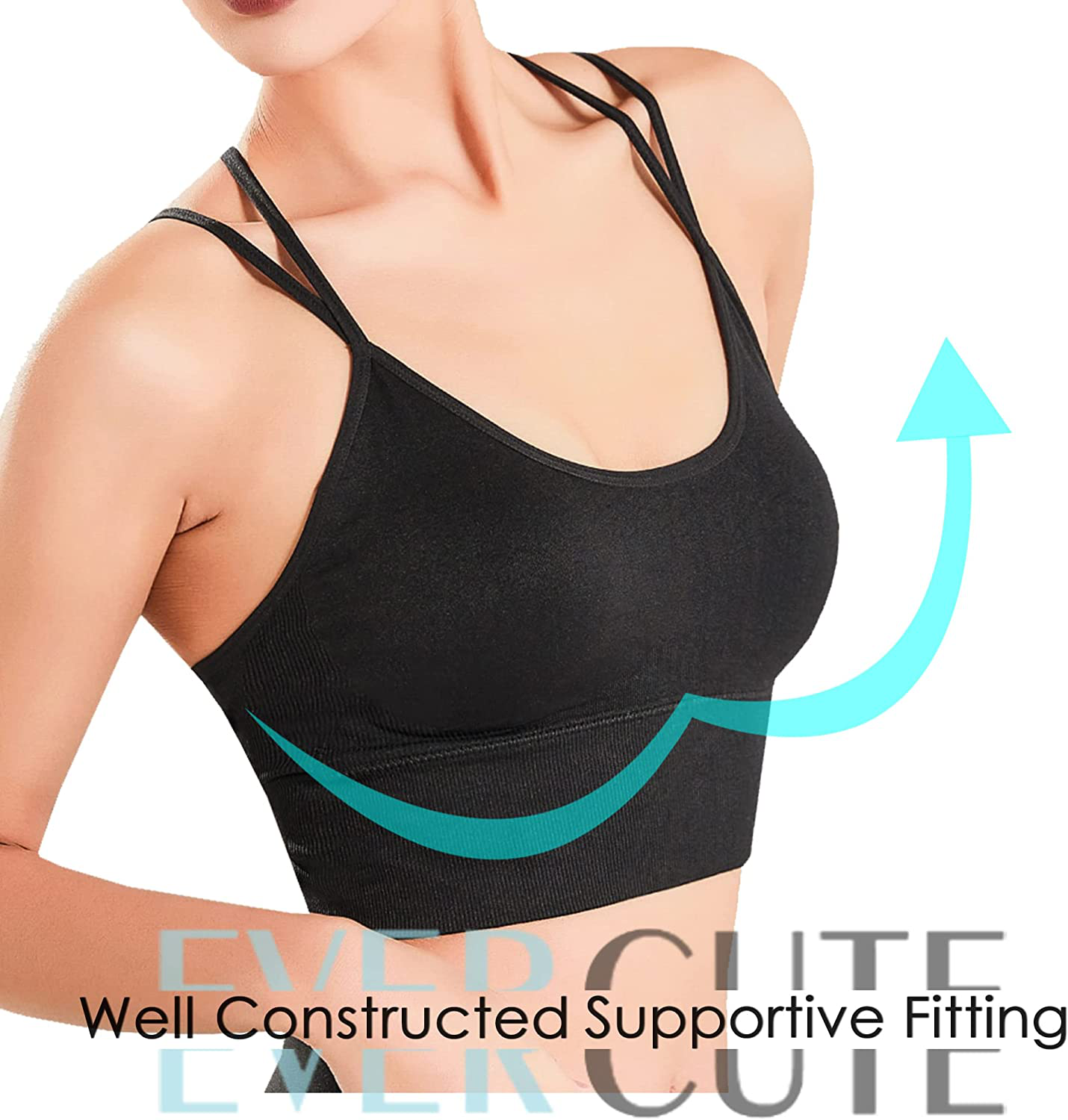 Evercute Cross Back Sport Bras Padded Strappy Criss Cross Cropped Bras for Yoga Workout Fitness Low Impact Apparel & Accessories > Clothing > Underwear & Socks > Bras Kylie Max   
