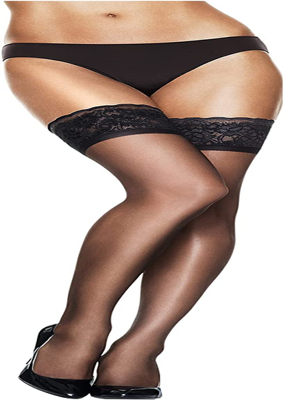 Hanes Silk Reflections Women'S Lace Top Thigh High Apparel & Accessories > Clothing > Underwear & Socks > Shapewear Hanes Jet 1 E-F
