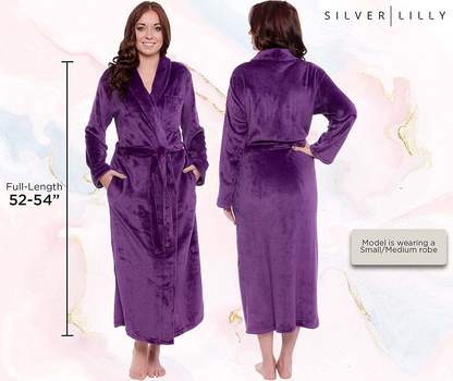 Silver Lilly Womens Robe - Plush Fleece Bathrobe - Full Length with Shawl Collar Apparel & Accessories > Clothing > Sleepwear & Loungewear > Robes Kylie Max   