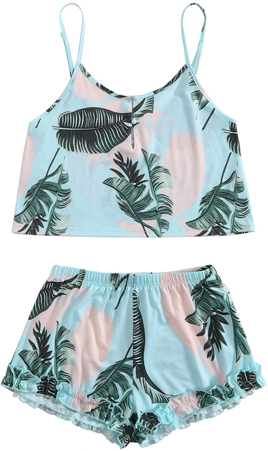 Shein Women'S Summer Floral Print Cami Top and Shorts Pajamas Set Apparel & Accessories > Clothing > Sleepwear & Loungewear Kylie Max   
