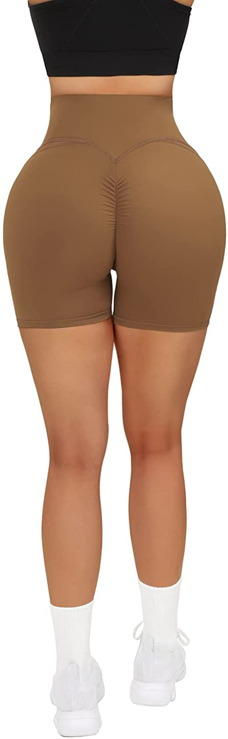 MOOSLOVER Women V Cross Waist Workout Shorts Butt Lifting High Waisted Biker Shorts Apparel & Accessories > Clothing > Shorts Kylie Max   