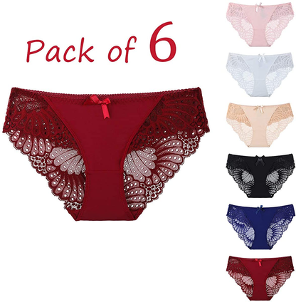 LEVAO Womens Bikini Panties Underwear Lace Hipster Seamless Sexy Hi Cuts Pack 6 Apparel & Accessories > Clothing > Underwear & Socks > Underwear LEVAO   