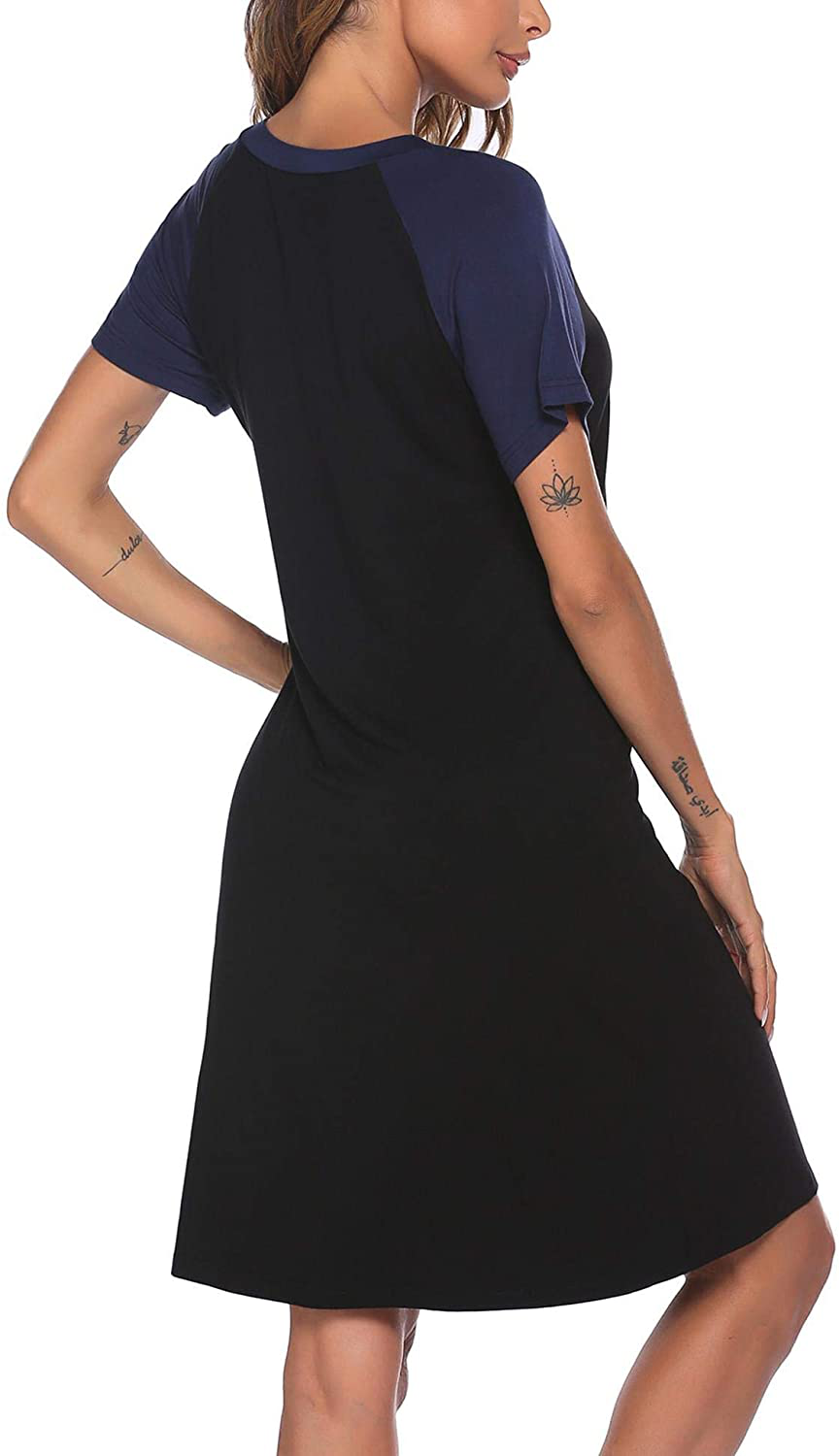 Ekouaer Womens Nightgowns Short Sleeve Nightshirts Printed Sleepwear Soft Sleep Shirts S-3XL Apparel & Accessories > Clothing > Sleepwear & Loungewear > Nightgowns Kylie Max   