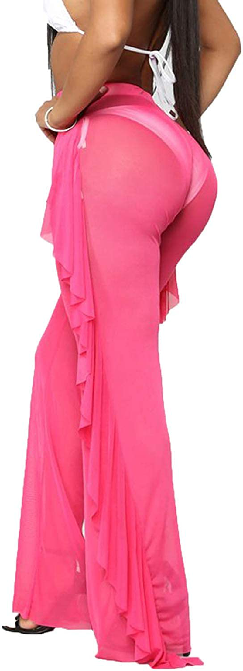 Willow Dance Women'S Perspective Sheer Mesh Ruffle Pants Swimsuit Bikini Bottom Cover up Pants Apparel & Accessories > Clothing > Swimwear Kylie Max   