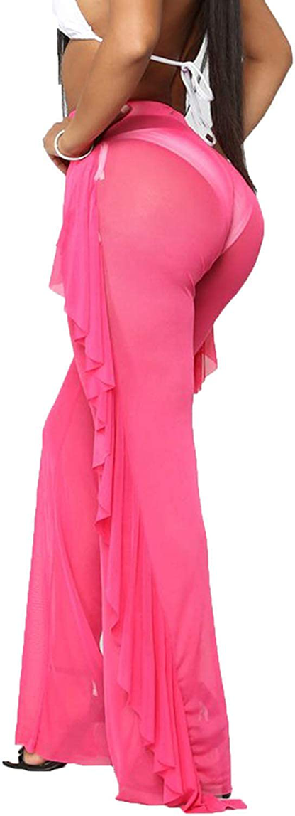 Willow Dance Women'S Perspective Sheer Mesh Ruffle Pants Swimsuit Bikini Bottom Cover up Pants Apparel & Accessories > Clothing > Swimwear Kylie Max   