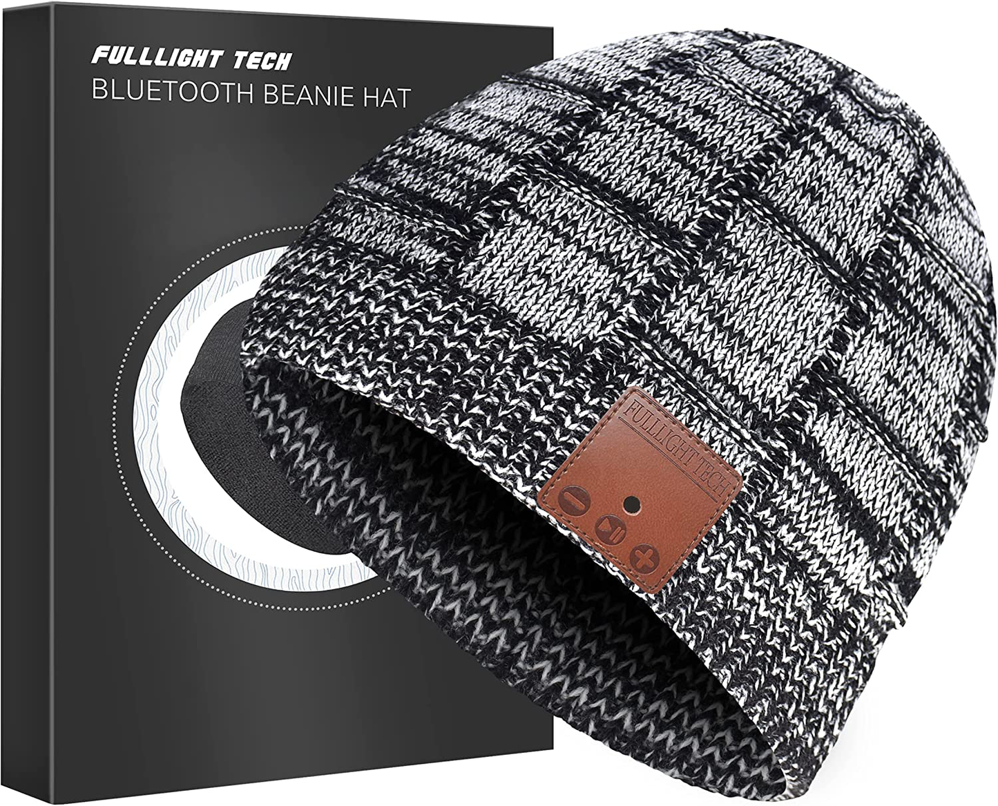 Upgraded Bluetooth Beanie Hat with Headphones Unique Tech Gifts Arts & Entertainment > Party & Celebration > Gift Giving FULLLIGHT TECH Mix Black/White Medium 