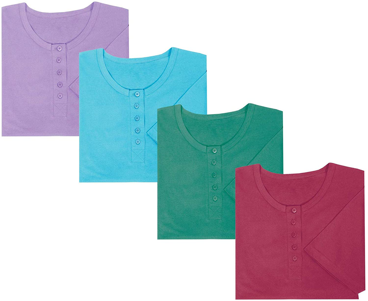 Catalog Classics Womens Long Henley Nightshirts - Set of 4 Sleep Shirts Apparel & Accessories > Clothing > Sleepwear & Loungewear > Nightgowns Kylie Max   