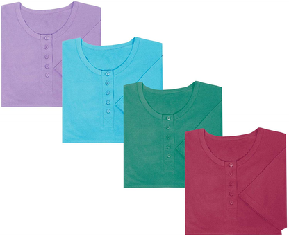 Catalog Classics Womens Long Henley Nightshirts - Set of 4 Sleep Shirts Apparel & Accessories > Clothing > Sleepwear & Loungewear > Nightgowns Kylie Max   