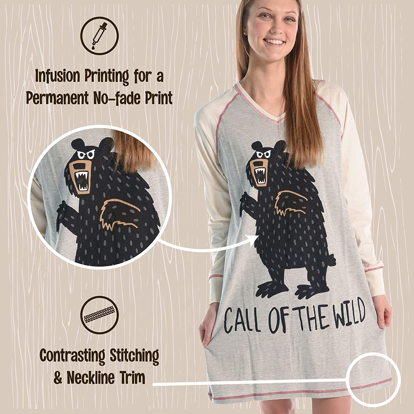 Lazy One V-Neck Nightshirts for Women, Animal Designs Apparel & Accessories > Clothing > Sleepwear & Loungewear > Nightgowns Kylie Max   
