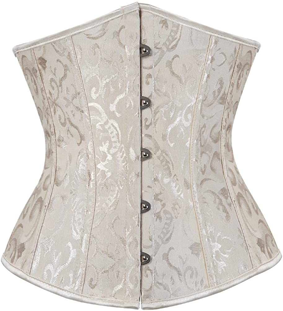 Frawirshau Women'S 9427 Lace up Boned Underbust Waist Trainer Corset Apparel & Accessories > Clothing > Underwear & Socks > Lingerie frawirshau Beige-9427 XX-Large 