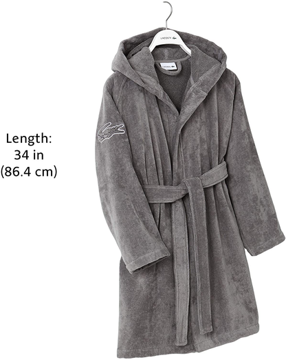 Lacoste Fairplay Robe, 100% Cotton, 34"L, Meteorite Apparel & Accessories > Clothing > Sleepwear & Loungewear > Robes Kylie Max   