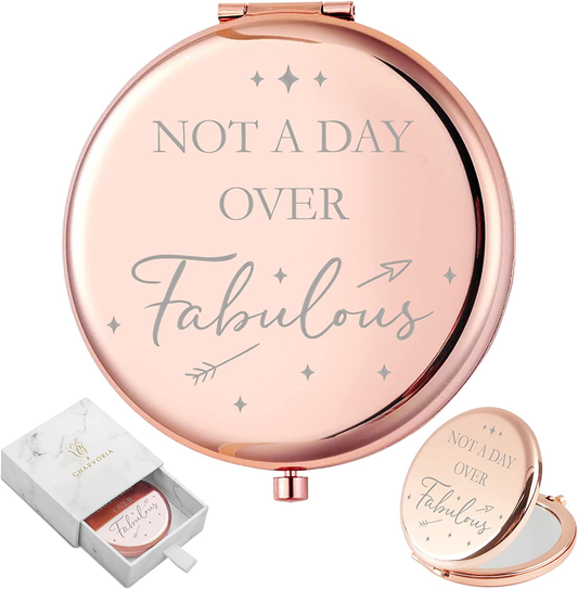 Birthday Gifts for Women I 'Not a Day Over Fabulous' Rose Gold Compact Mirror I Best Friend Birthday Gifts for Her I Funny Women Gifts for Birthday I Unique Gifts for Women, Friends, Mom or Coworkers Arts & Entertainment > Party & Celebration > Gift Giving CV CHARVORIA   