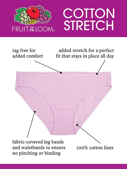 Fruit of the Loom Women'S Cotton Stretch Panties (Regular & plus Size) Apparel & Accessories > Clothing > Underwear & Socks > Underwear Fruit of the Loom   