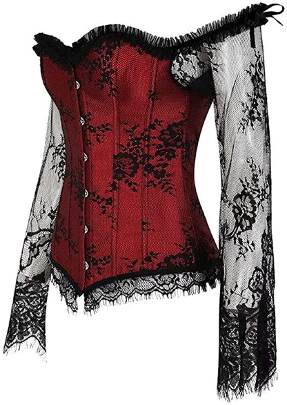 Corsets for Women Overbust Bustier Top Gothic Punk Sexy Shoulder Straps plus Size Apparel & Accessories > Clothing > Underwear & Socks > Lingerie SHYMMUO   