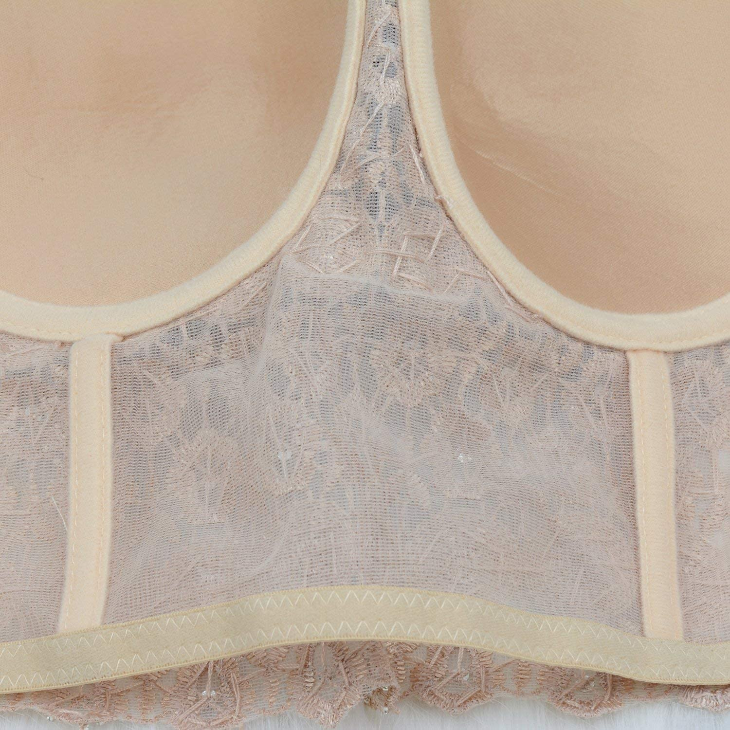ELLACCI Women'S Natural Reigning Lace Rhinestone Bustier Crop Top Sexy Mesh Corset Top Bra Apparel & Accessories > Clothing > Underwear & Socks > Lingerie ELLACCI   