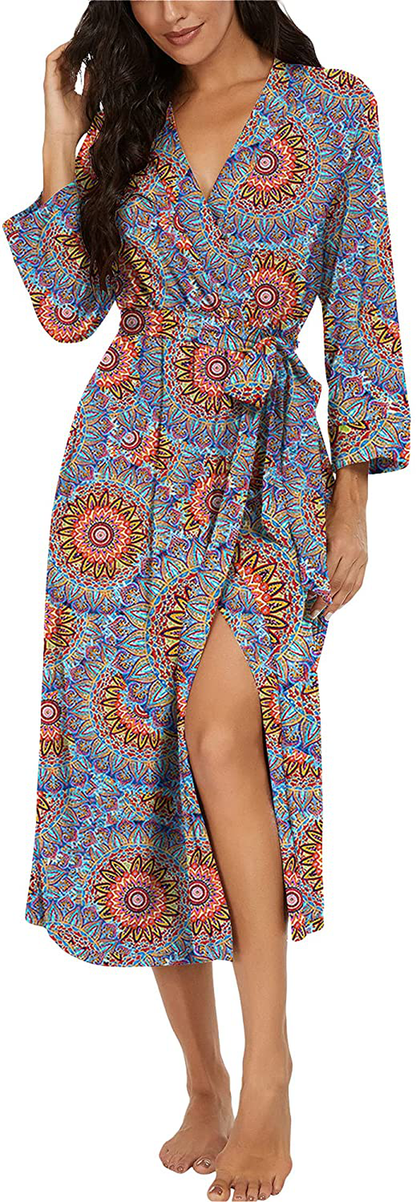 VINTATRE Women Kimono Robes Long Knit Bathrobe Lightweight Soft Knit Sleepwear V-Neck Casual Ladies Loungewear Apparel & Accessories > Clothing > Sleepwear & Loungewear > Robes VINTATRE   