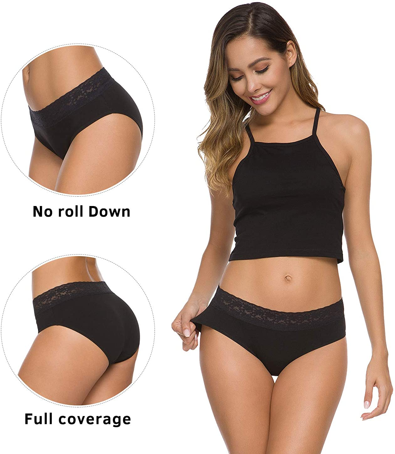 Cotton Panties for Women Bikini Underwear Hipster Underpants Lace Briefs Pack Apparel & Accessories > Clothing > Underwear & Socks > Underwear Wealurre   