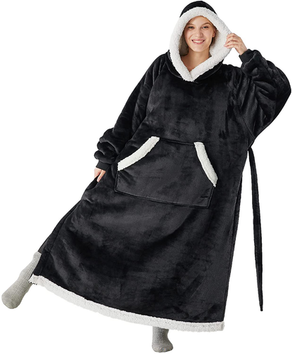 Bedsure Pink Wearable Blanket Hoodie Gift for Women- Long-Length Hooded Blanket Sweatshirt Adult with Side Split and Belt, Warm Sherpa Sweater Blanket Jacket Arts & Entertainment > Party & Celebration > Gift Giving Bedsure Black Teens 