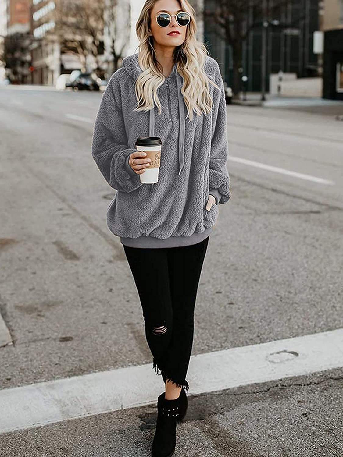 Century Star Hoodies for Women Fleece Hoodie with Pockets Athletic Hooded Pullover Tops Winter Fuzzy Hoodies Fuzzy Sweatshirt Apparel & Accessories > Clothing > Activewear Kylie Max   