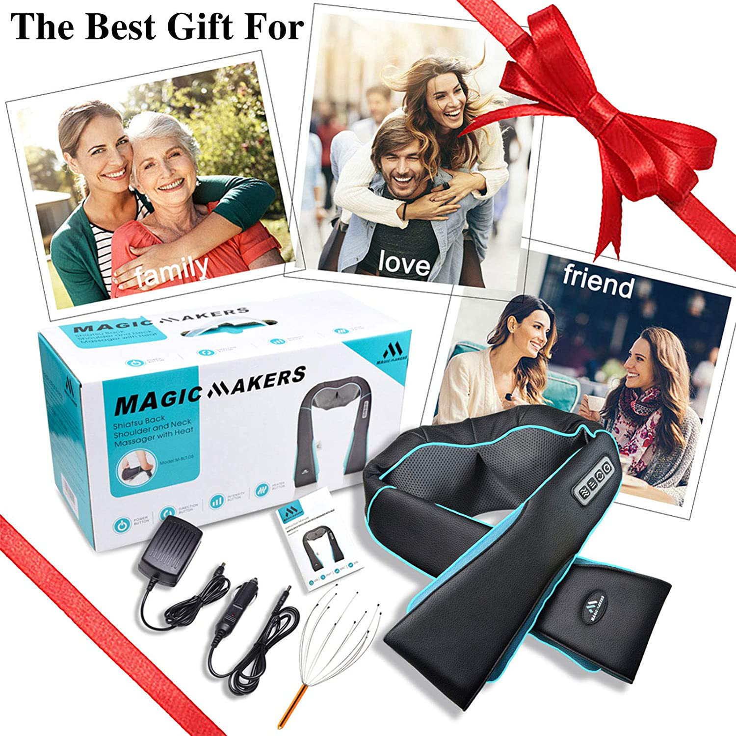 Back Neck Shoulder Massager with Heat - Deep Tissue Kneading Electric Back Massage for Neck, Back, Shoulder, Waist, Foot - Shiatsu Full Body Massage, Relax Gift for Her/Him/Friend/Dad/Mom Arts & Entertainment > Party & Celebration > Gift Giving MagicMakers   