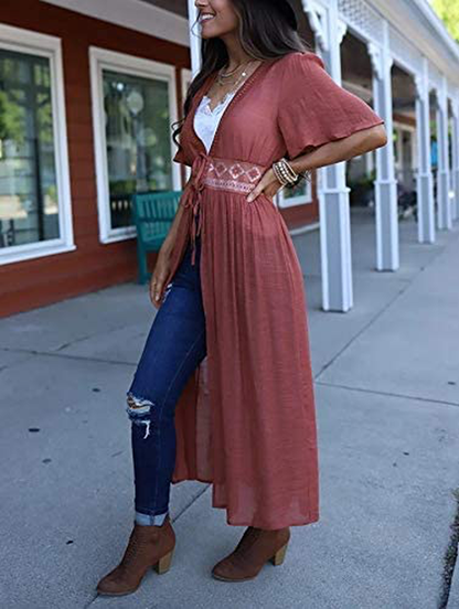 Wander Agio Womens Bikini Cover Ups Beach Coverup Swimsuits Sunscreen Long Top Apparel & Accessories > Clothing > Swimwear Kylie Max   