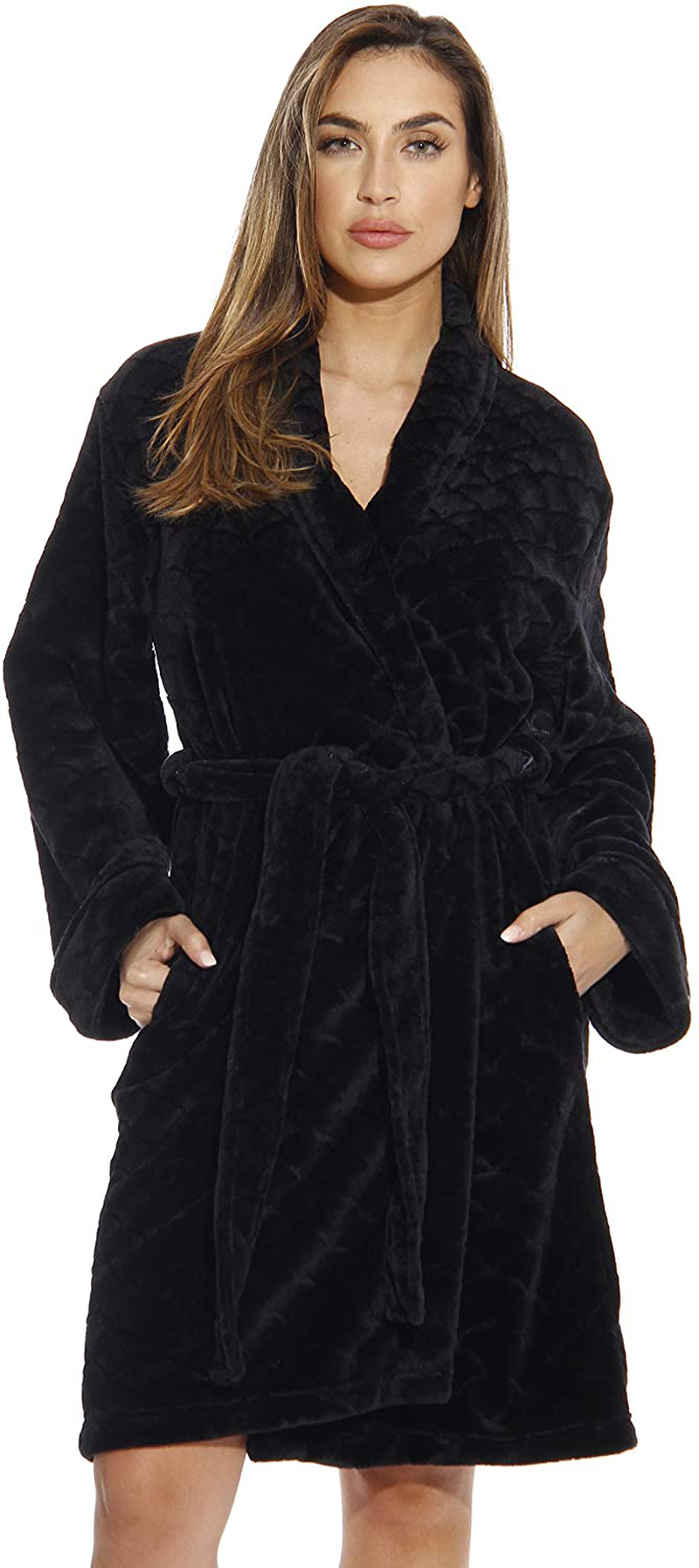 Just Love Kimono Robe Velour Chevron Texture Bath Robes for Women Apparel & Accessories > Clothing > Sleepwear & Loungewear > Robes Just Love   