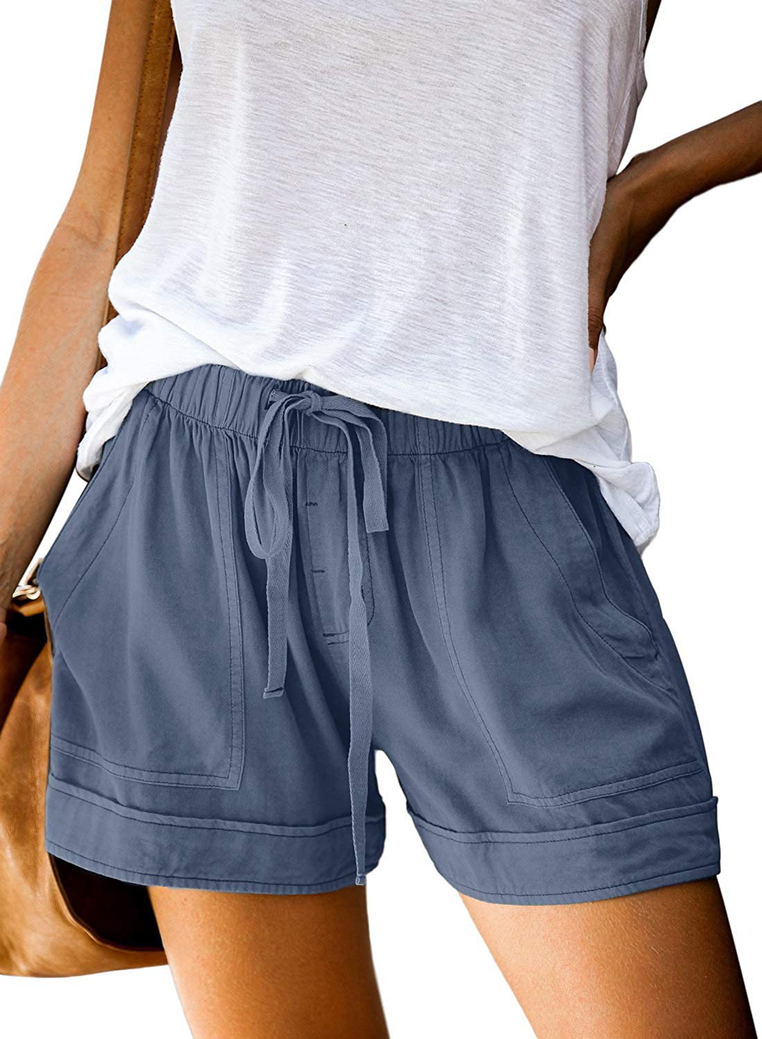Dokotoo Womens Comfy Drawstring Casual Elastic Waist Pocketed Shorts Apparel & Accessories > Clothing > Shorts Kylie Max   