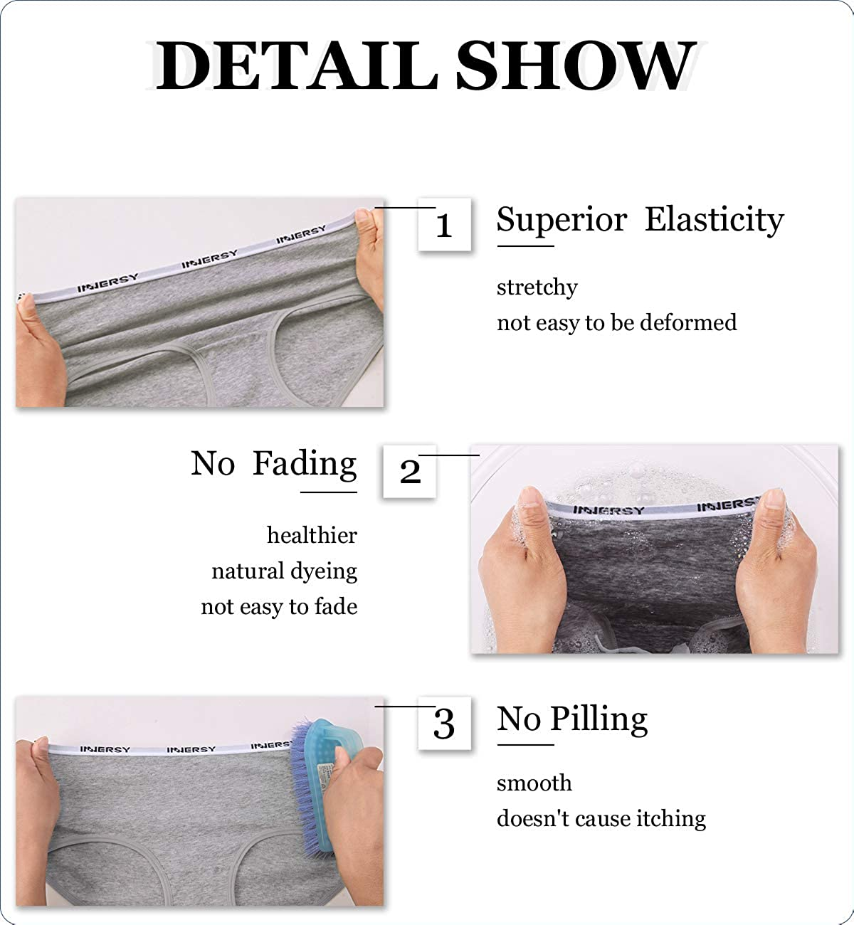 INNERSY Womens Underwear Hipster Panties Cotton Low Rise Briefs Pack of 6 Apparel & Accessories > Clothing > Underwear & Socks > Underwear INNERSY   