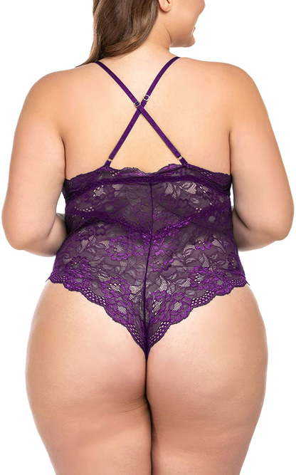 ELOVER Lingerie for Women Plus Size Lace Teddy Lingerie Bodysuit One Piece Babydoll Apparel & Accessories > Clothing > Underwear & Socks > Lingerie ELOVER   
