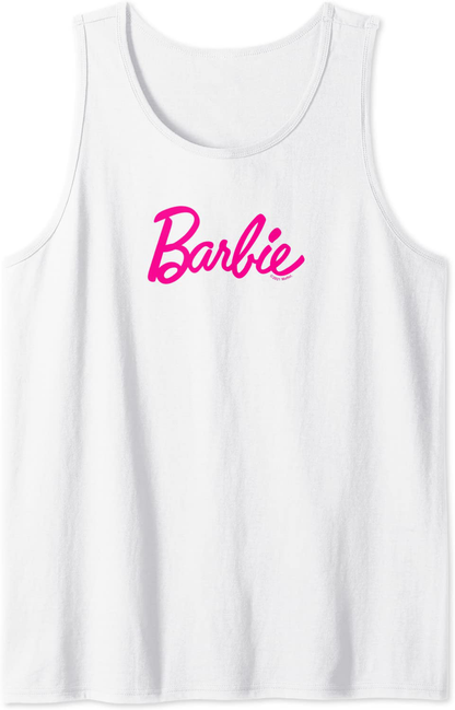 Barbie Classic Pink Logo Tank Top Apparel & Accessories > Clothing > Activewear Kylie Max   