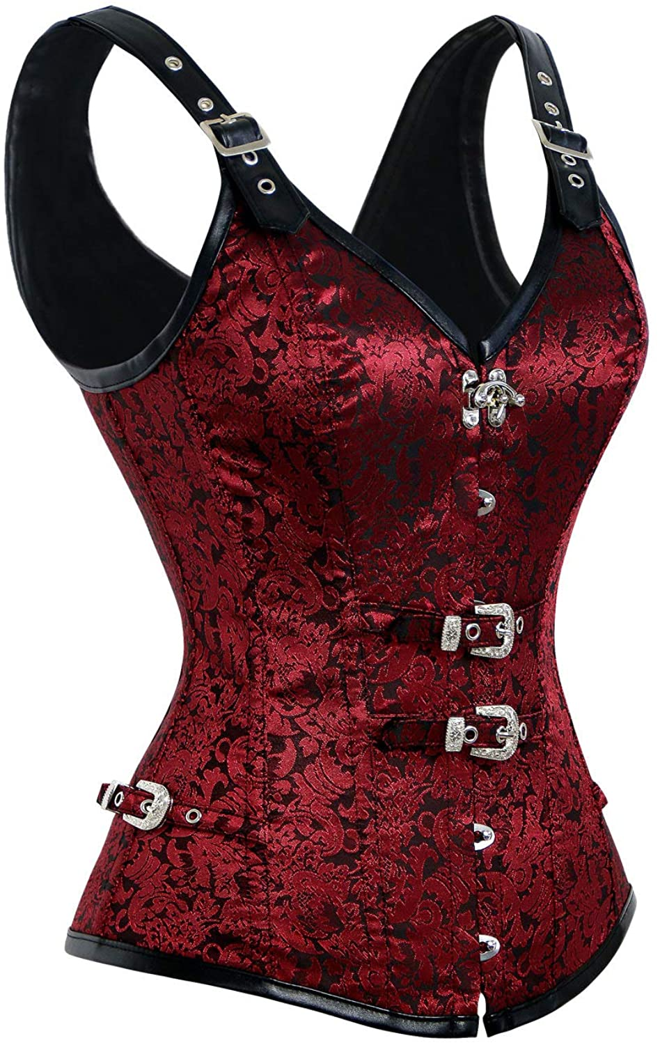 Kimring Women'S Gothic Steampunk Jacquard Overbust Corset Vest with Buckles Apparel & Accessories > Clothing > Underwear & Socks > Lingerie Kimring   