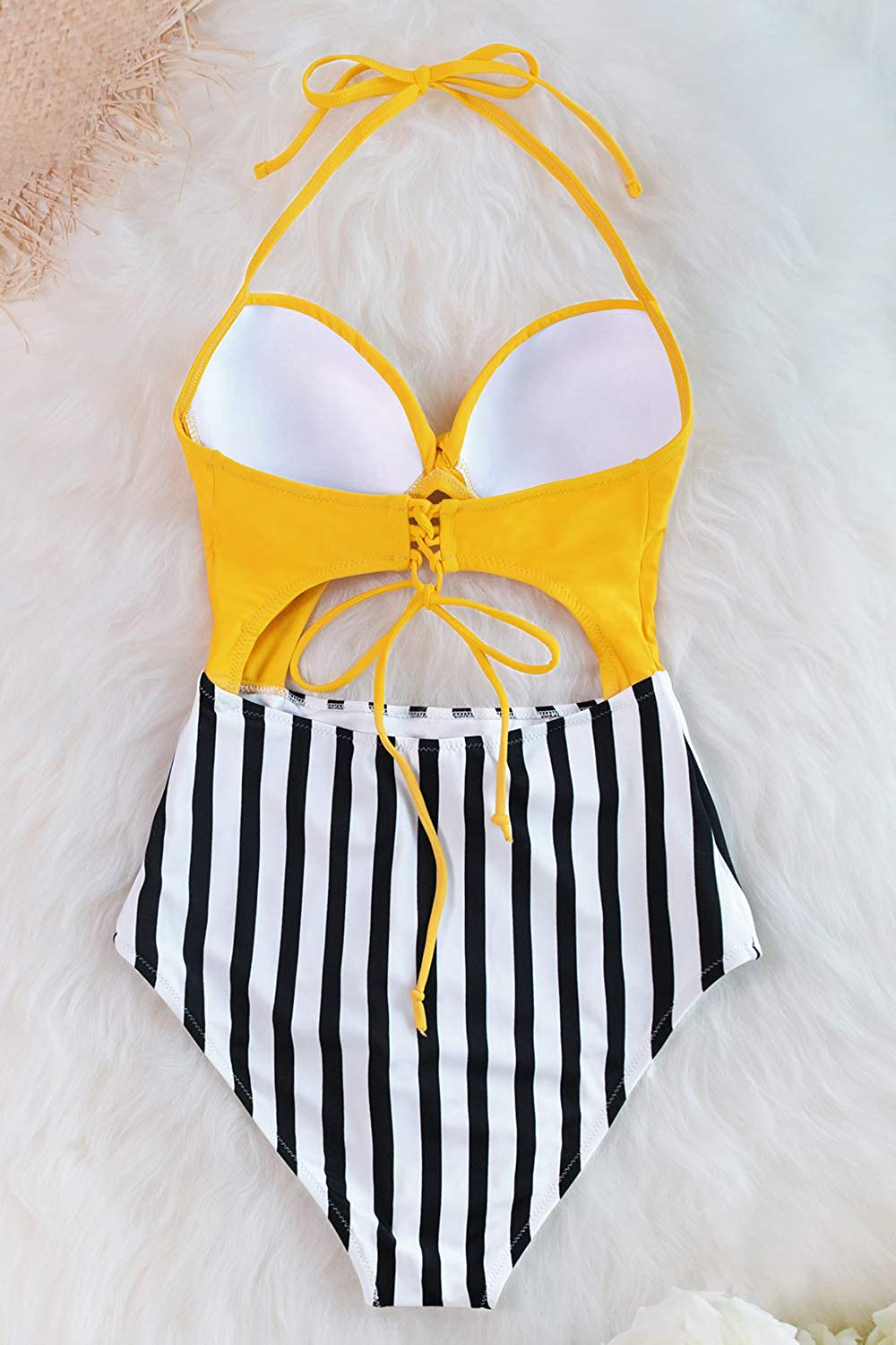 CUPSHE Women'S One Piece Swimsuit Cutout Halter Lace up Twist Bathing Suit Apparel & Accessories > Clothing > Swimwear Kylie Max   