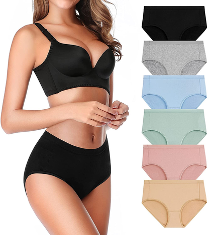 OLIKEME Womens Underwear Mid Waist Full Coverage Breathable Cotton Ladies Briefs Hipster Panties for Women Apparel & Accessories > Clothing > Underwear & Socks > Underwear OLIKEME Multi-c-6 Pack XX-Large 