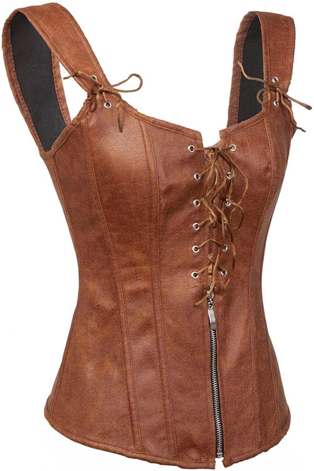 Bslingerie Womens Faux Leather Renaissance Steampunk Bustier Corset Apparel & Accessories > Clothing > Underwear & Socks > Lingerie Bslingerie   