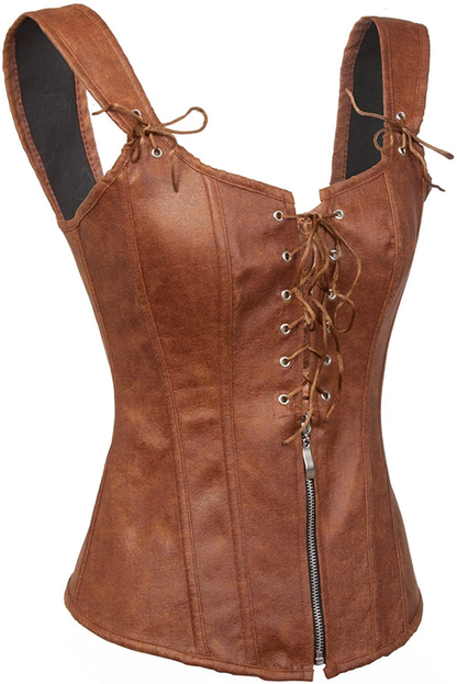 Bslingerie Womens Faux Leather Renaissance Steampunk Bustier Corset Apparel & Accessories > Clothing > Underwear & Socks > Lingerie Bslingerie   