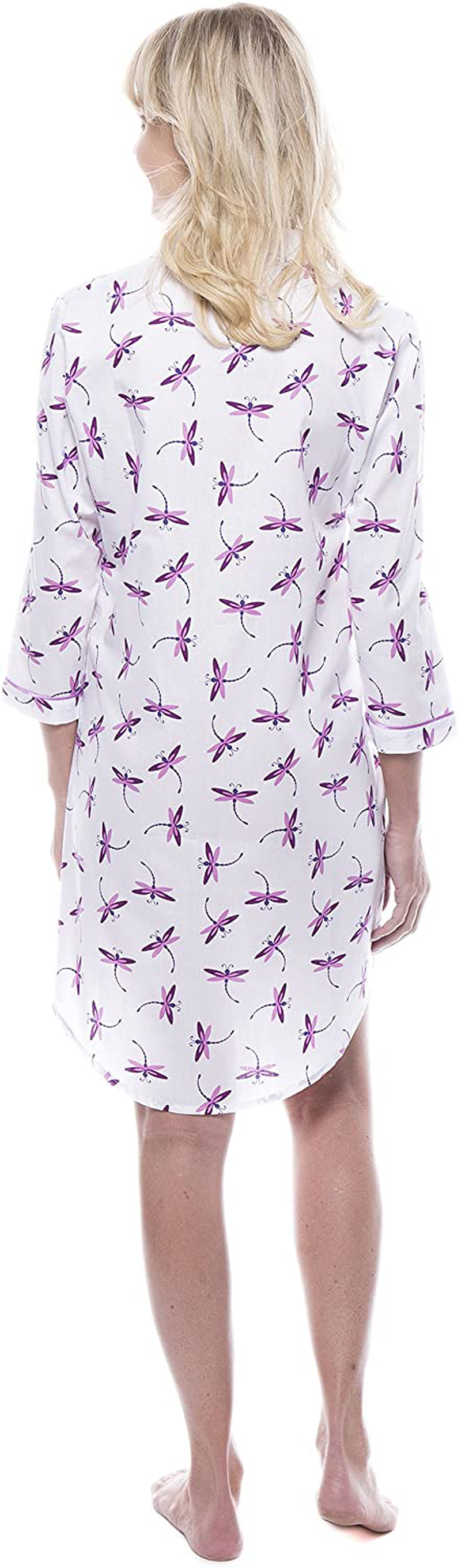 Noble Mount Women'S 100% Cotton Poplin Long Sleeve Tunic Sleep Shirt Apparel & Accessories > Clothing > Sleepwear & Loungewear > Nightgowns Kylie Max   