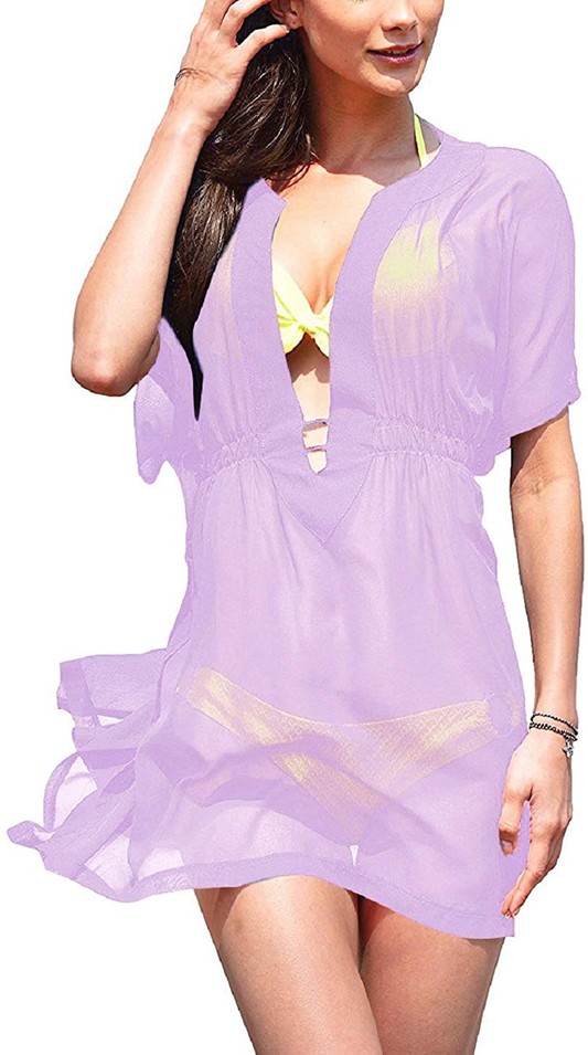 Wander Agio Beach Bikini Covers Sexy Perspective V-Neck Dresses Cover Up Apparel & Accessories > Clothing > Swimwear Kylie Max   