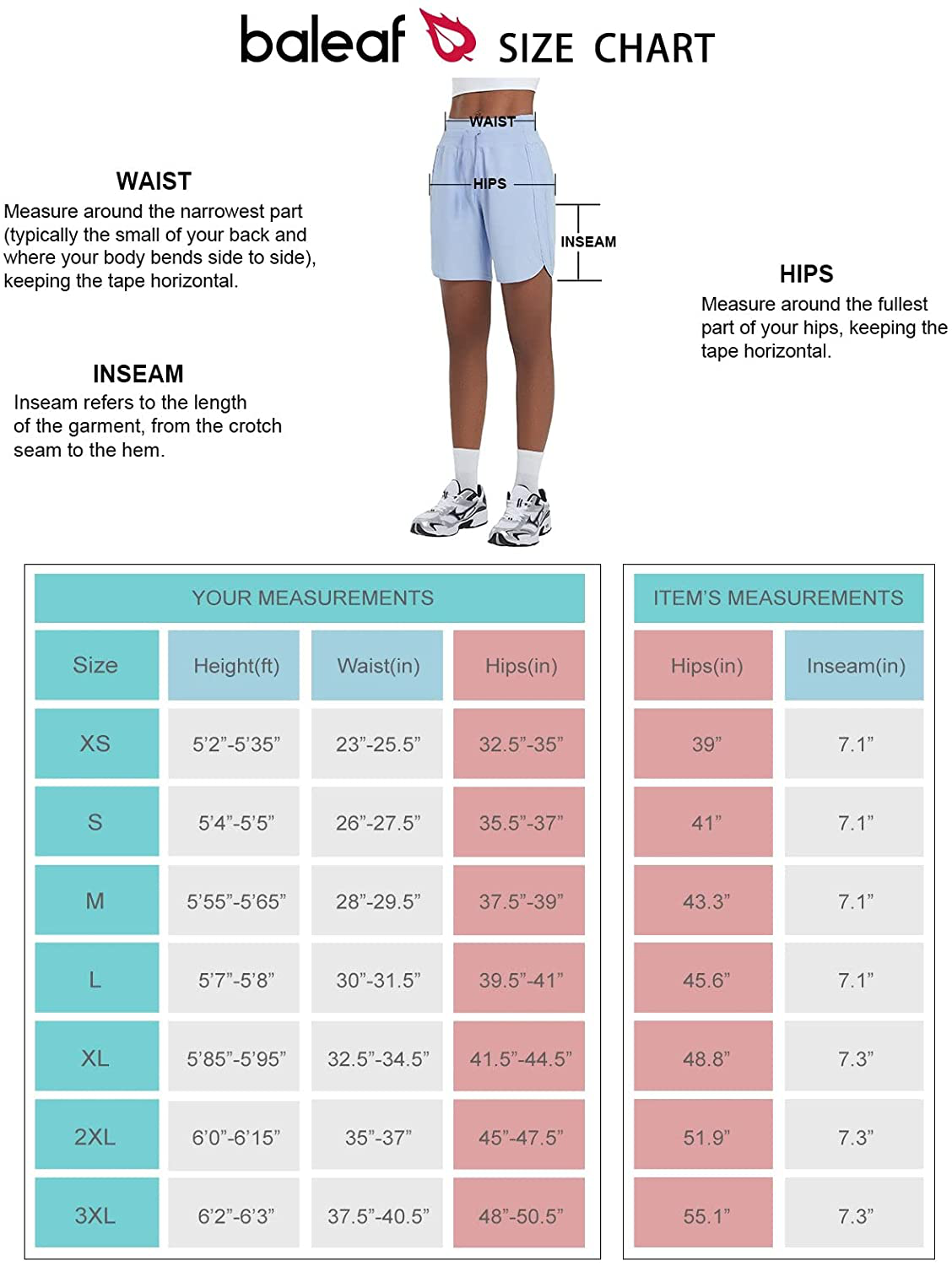 BALEAF Women'S 7" Long Shorts Lightweight for Running Workout Hiking Unlined Zipper Pocket Quick Dry Apparel & Accessories > Clothing > Shorts Kylie Max   
