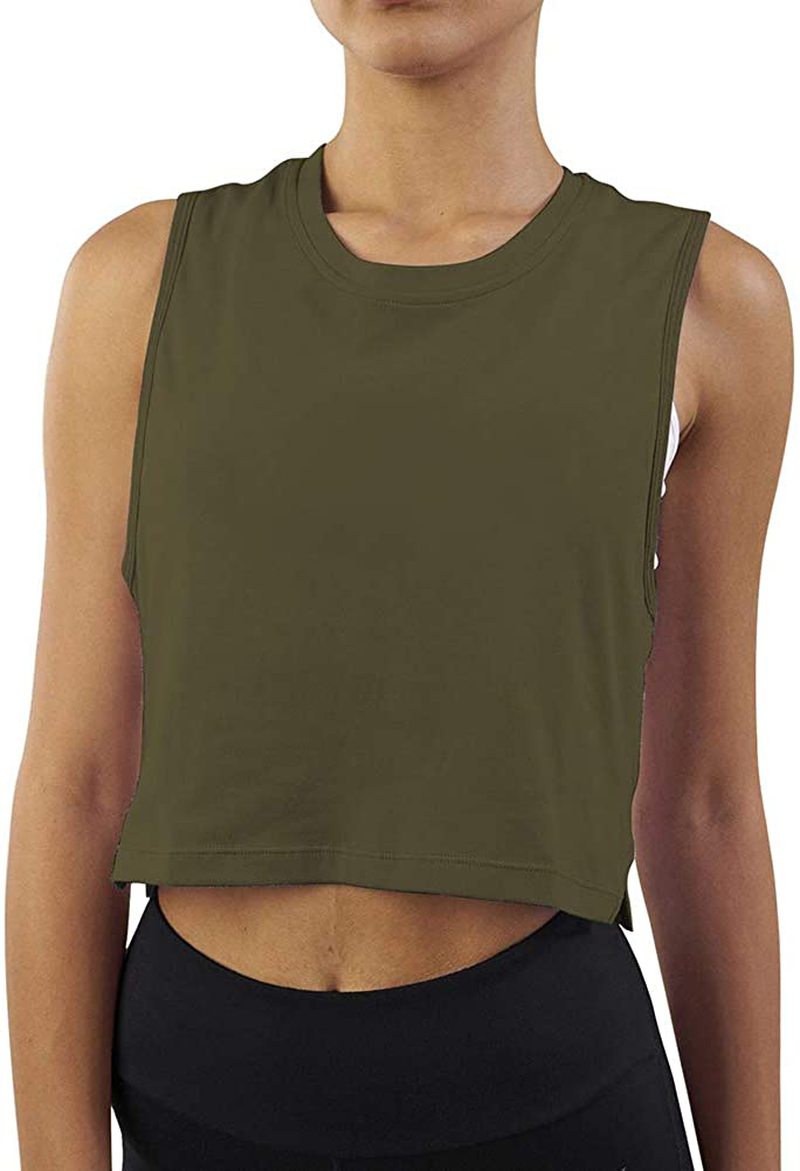 Mippo Crop Top Workout Shirts for Women Cute Sheer Mesh Back Athletic Tanks Muscle Tee Apparel & Accessories > Clothing > Activewear Kylie Max   