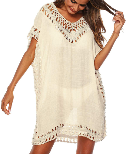 Wander Agio Womens Swimwear Cover up Swim Suit Beach Bikini Coverups Stripe Printing Hollow Out Apparel & Accessories > Clothing > Swimwear Kylie Max   