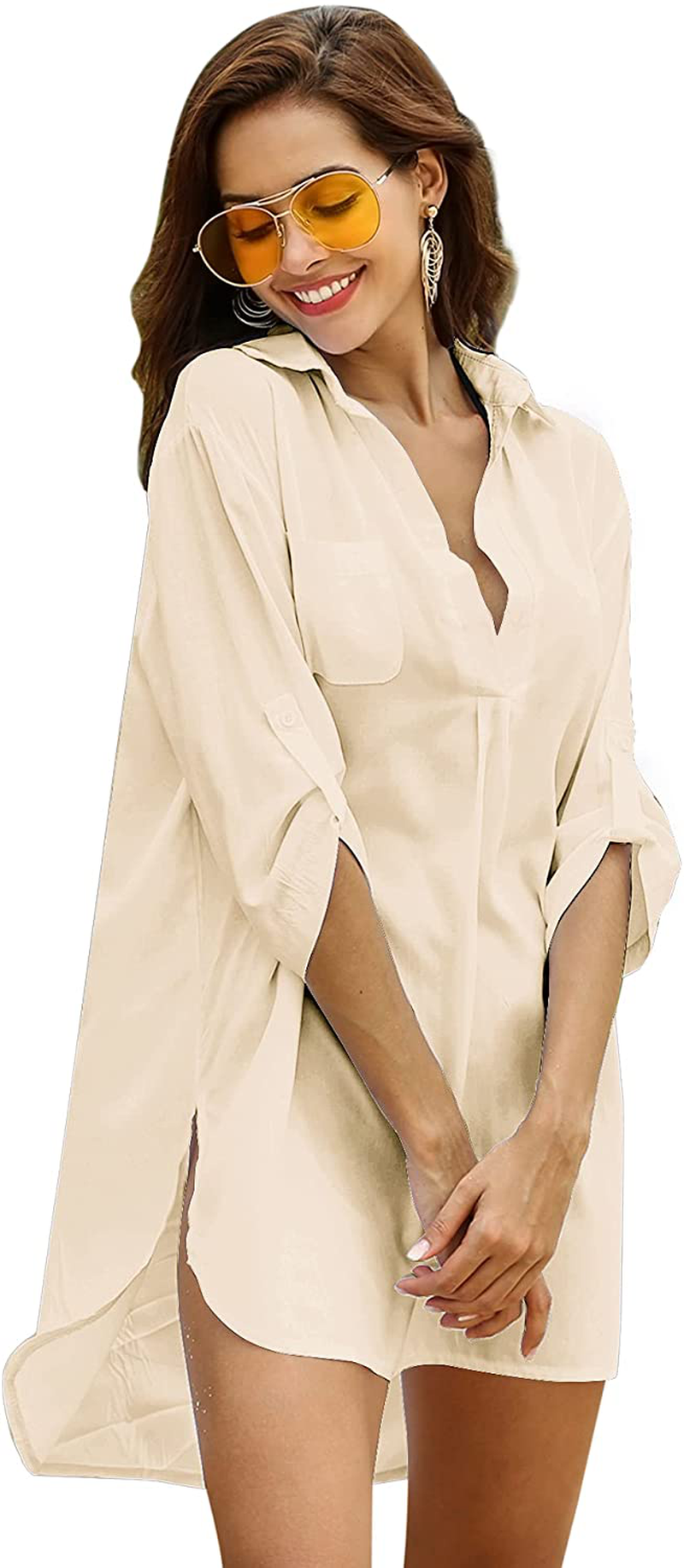 Ekouaer Women'S Swimsuit Beach Cover up Shirt Bikini Beachwear Bathing Suit Beach Dress Apparel & Accessories > Clothing > Swimwear Kylie Max   