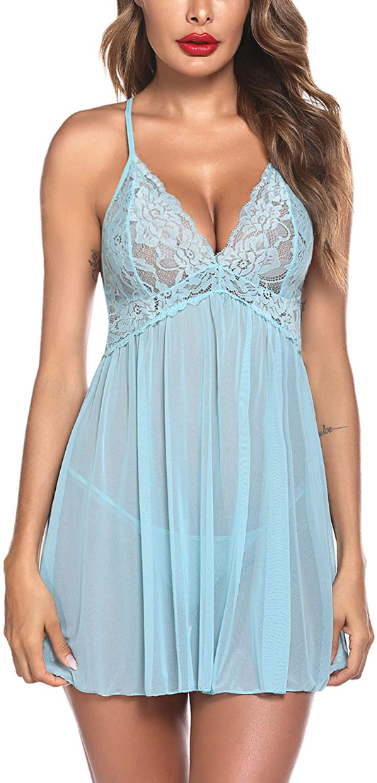 Avidlove Women Negligees Lingerie Lace Babydoll Sexy Chemise Exotic Mesh Nightgowns Apparel & Accessories > Clothing > Underwear & Socks > Lingerie Kylie Max   