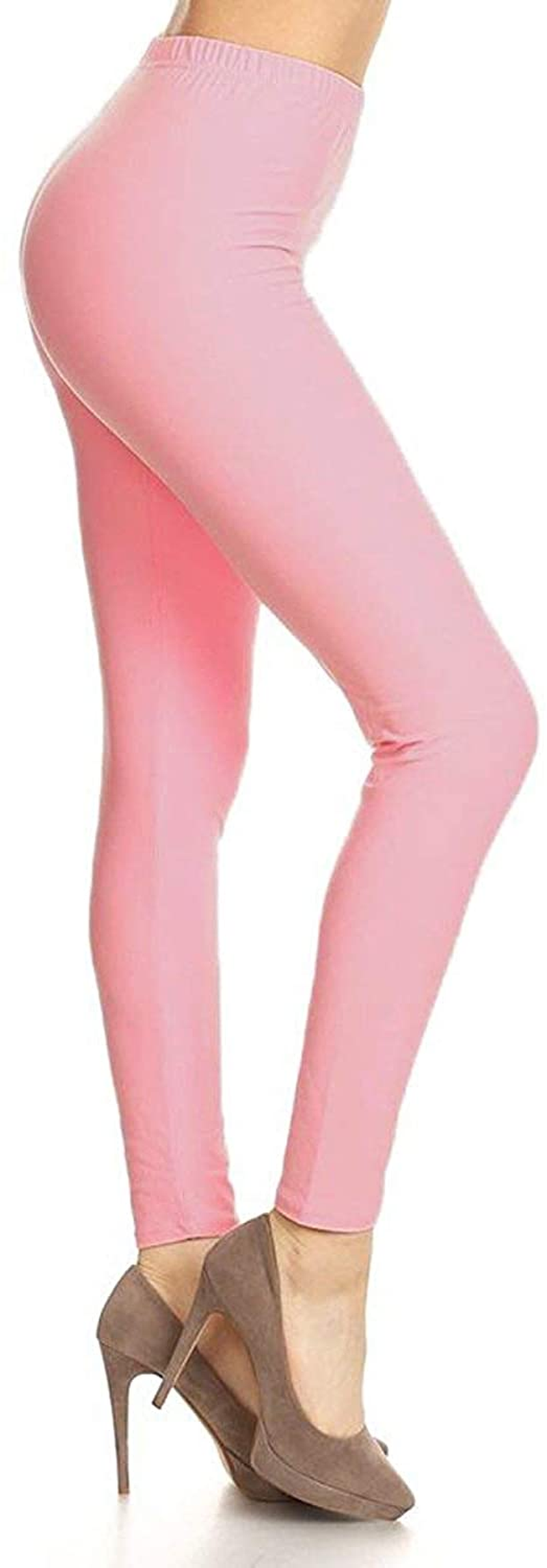 Leggings Depot Cotton Women'S Premium Quality Ultra Soft Solid Leggings Apparel & Accessories > Clothing > Underwear & Socks > Shapewear LEGGINGS DEPOT Pink 1X-3X 