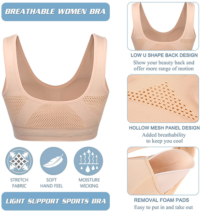 Women Sports Bra Comfortable Sleep Bras No Underwire Seamless Workout Yoga Bra of 3 Pack Apparel & Accessories > Clothing > Underwear & Socks > Bras Kylie Max   