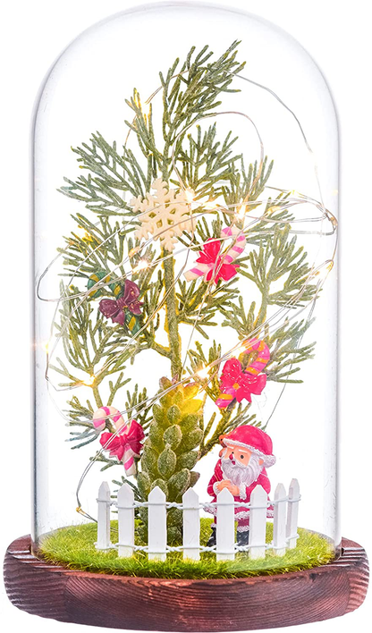 Tongtai Galaxy Rose Flower Gift-Galaxy Enchanted Rose with Led Light String in Glass Dome -Gifts for Women Mom Her Birthday Wedding Anniversary Room Home Bedroom Decor Arts & Entertainment > Party & Celebration > Gift Giving Tongtai Santa Claus-Large glass  