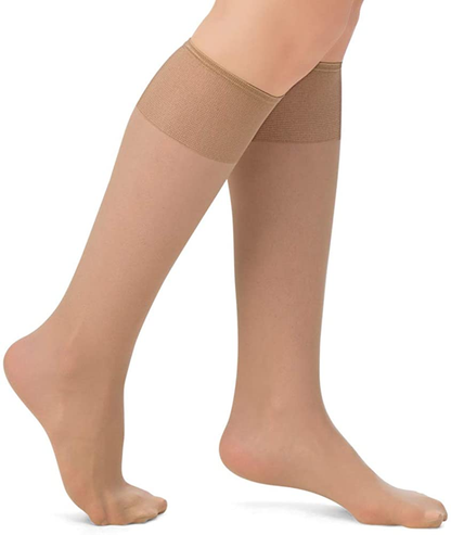 Sheer Non-Binding Non-Run Support Knee Hi Stocking Hosiery, 6 Pack Apparel & Accessories > Clothing > Underwear & Socks > Shapewear Collections Beige Queen 