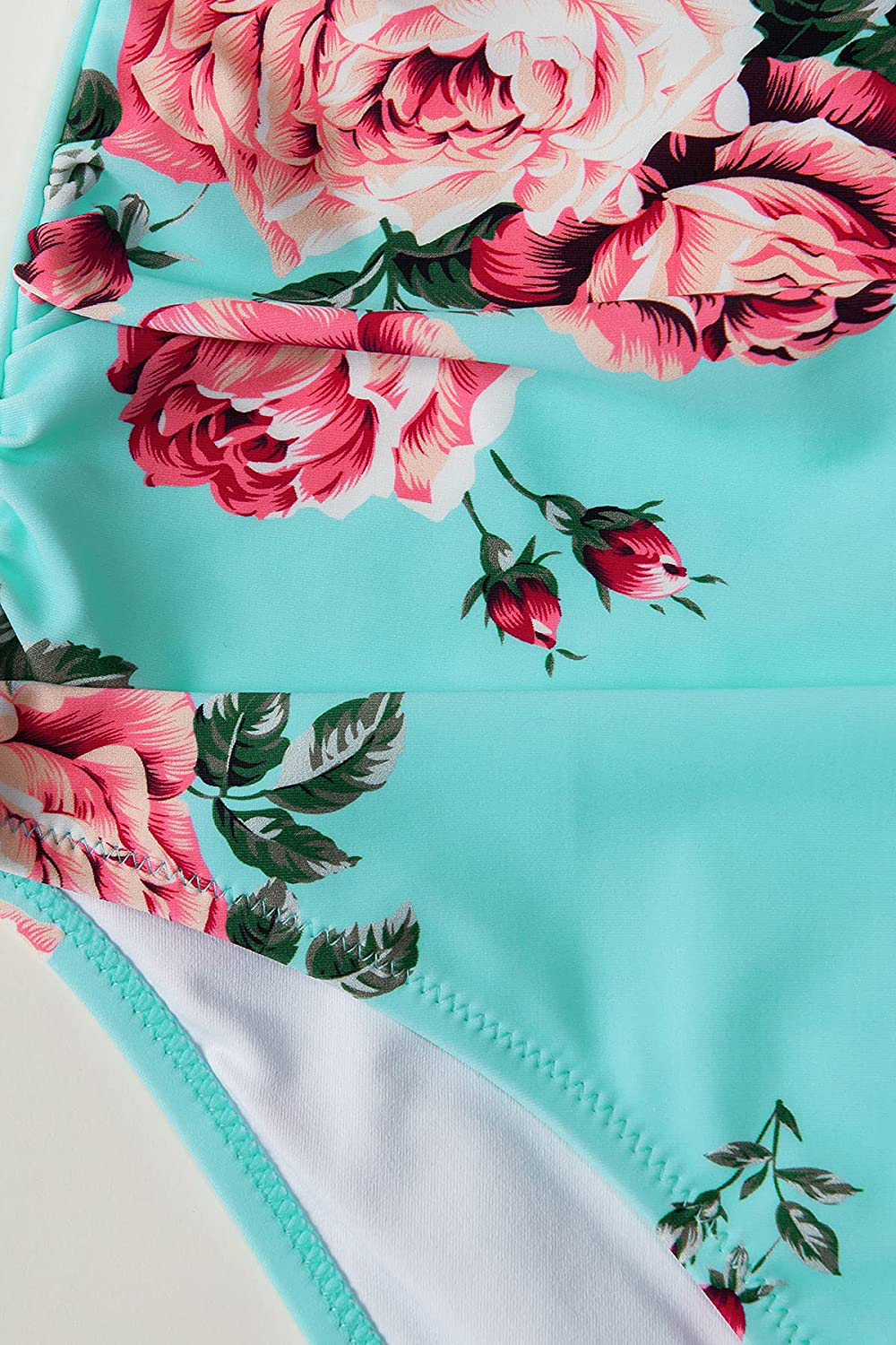 CUPSHE Women's High Waist Bikini Swimsuit Floral Print Knot Two Piece Bathing Suit Apparel & Accessories > Clothing > Swimwear CUPSHE   